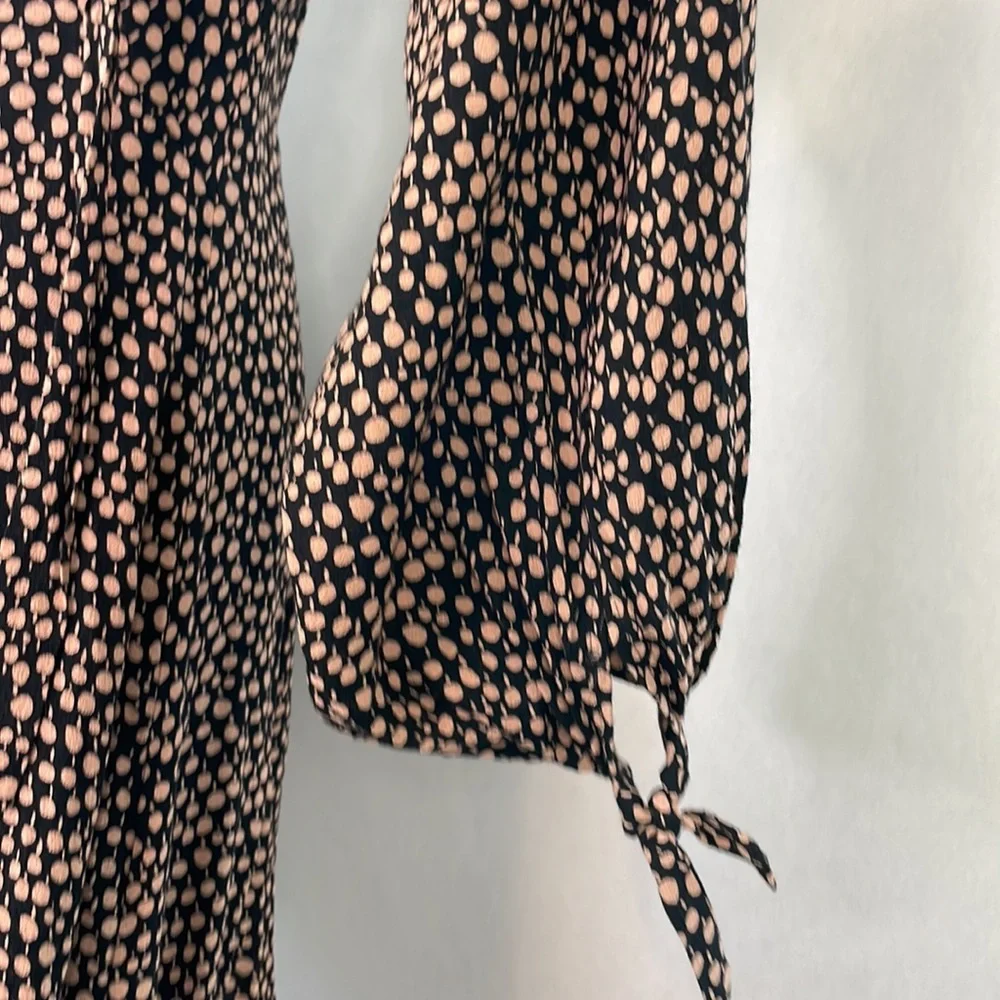 Free People Black with Pink Dots Long Sleeve Mini Dress. Size Small. - Picture 6 of 12